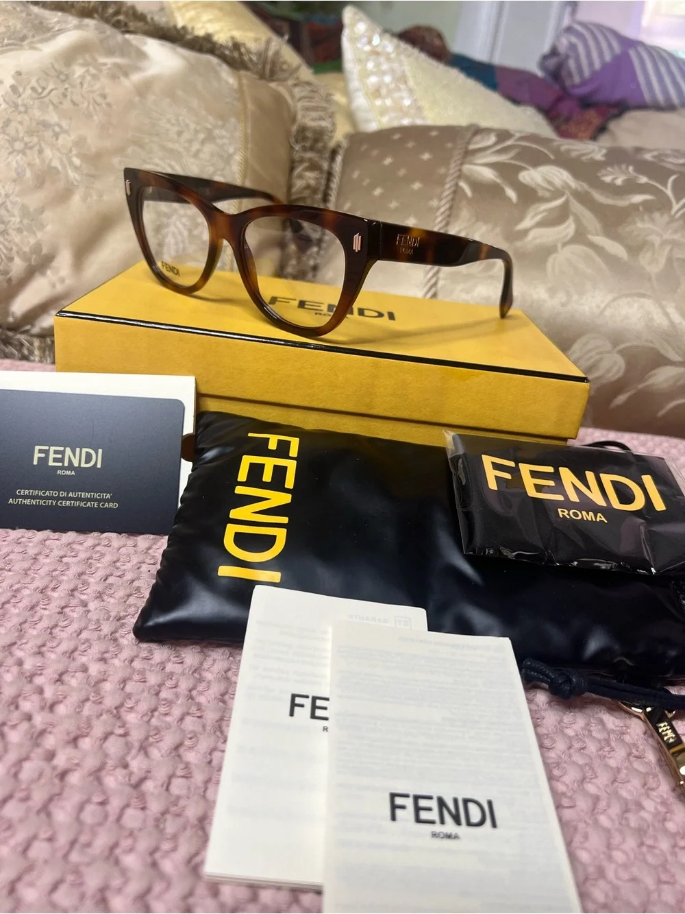 Fendi Roma Cat Eye Tortoise RX Eyeglass Frames FE50086I 053 New in Box